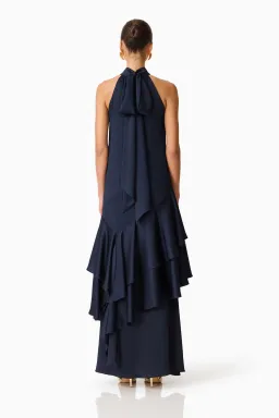 Elliatt Varella Halter Gown Navy; XS for rent on The Volte - image 3