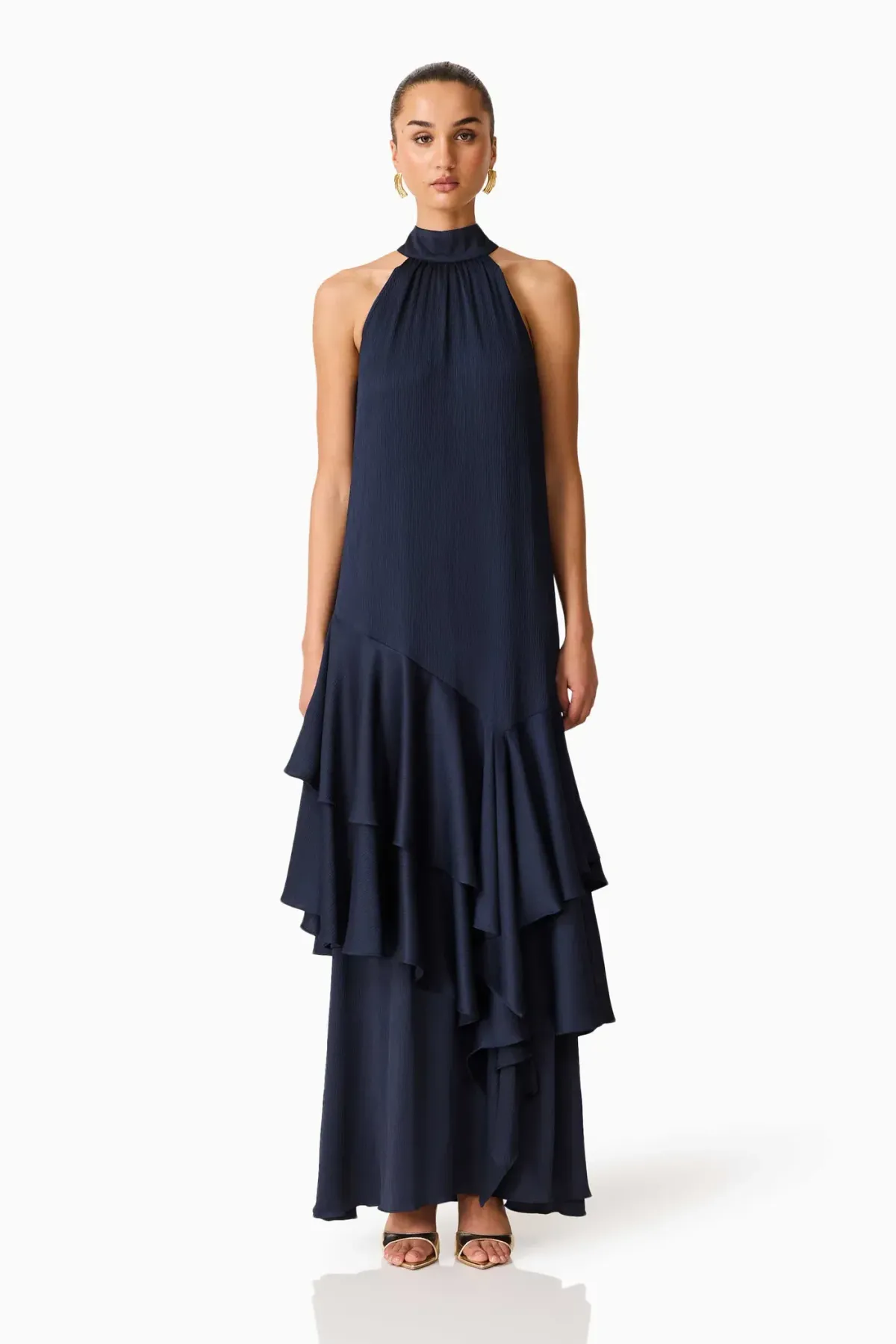 Elliatt Varella Halter Gown Navy; XS for rent on The Volte - main image