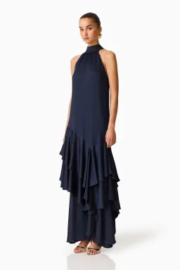 Elliatt Varella Halter Gown Navy; XS for rent on The Volte - image 5