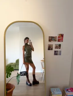 BEC AND BRIDGE CAMELIA RACER TOP AND CAMELIA MINI SKIRT SET IN OLIVE GREEN GARDENIA SIZE 6 XS for rent on The Volte - image 5