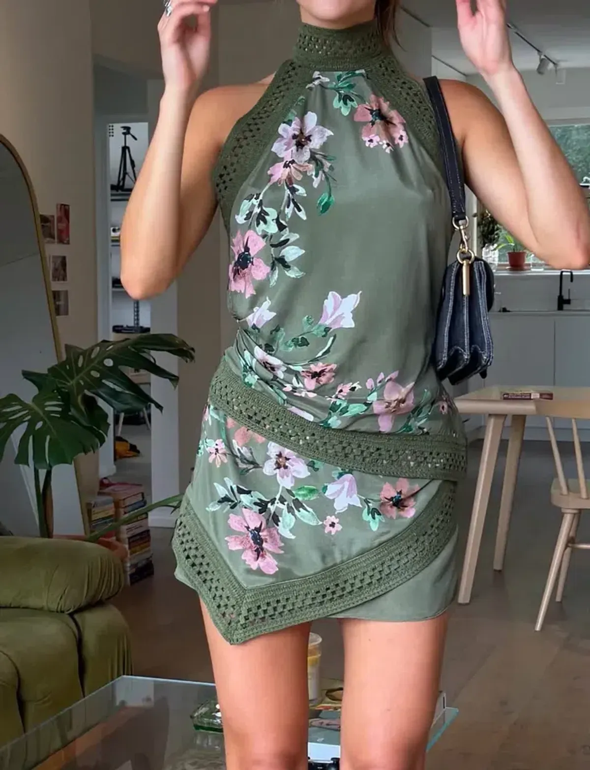 BEC AND BRIDGE CAMELIA RACER TOP AND CAMELIA MINI SKIRT SET IN OLIVE GREEN GARDENIA SIZE 6 XS - Image 4