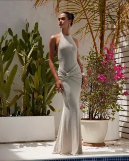 Abyss by Abby Paros Maxi Dress in Silver Size 8 for rent on The Volte - image 1