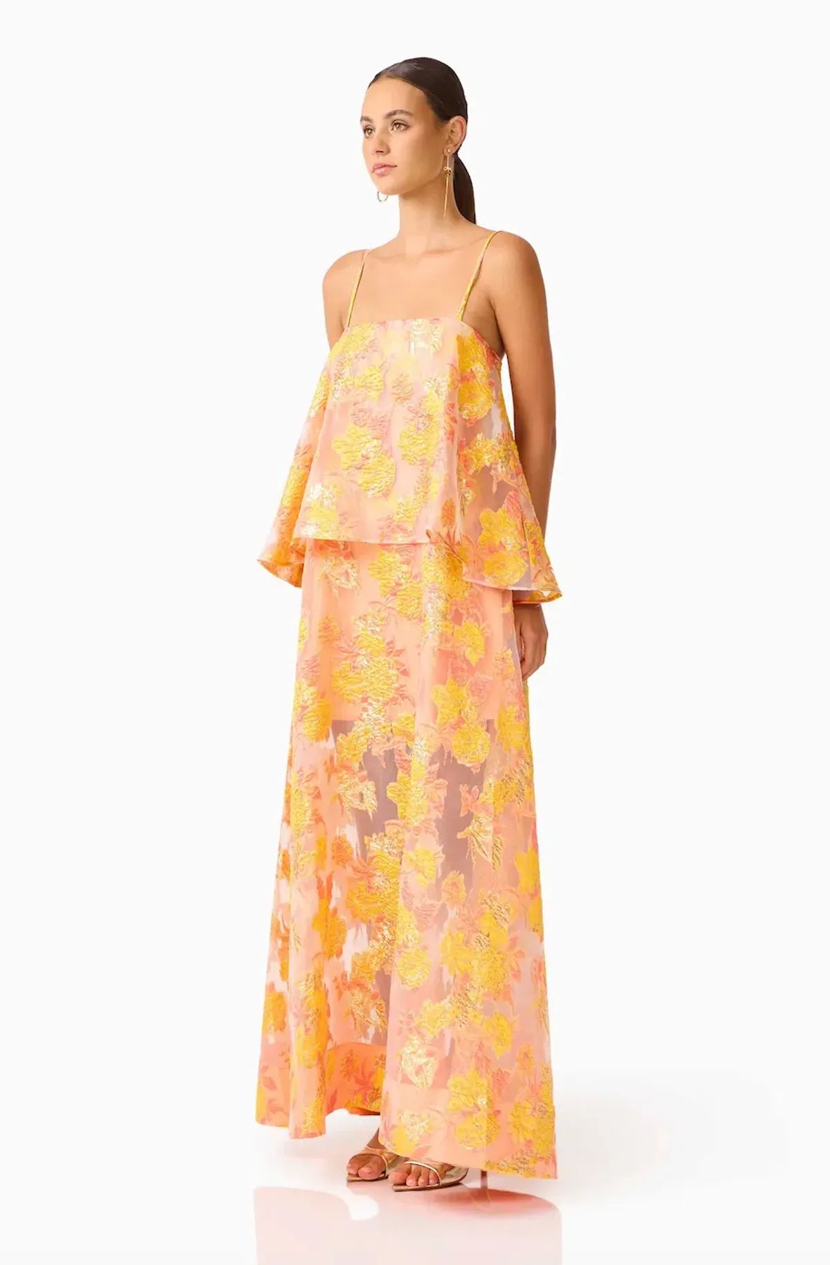 ELYSIA TIERED GOWN | ORANGE FLORAL - SIZE 10 - Image 2