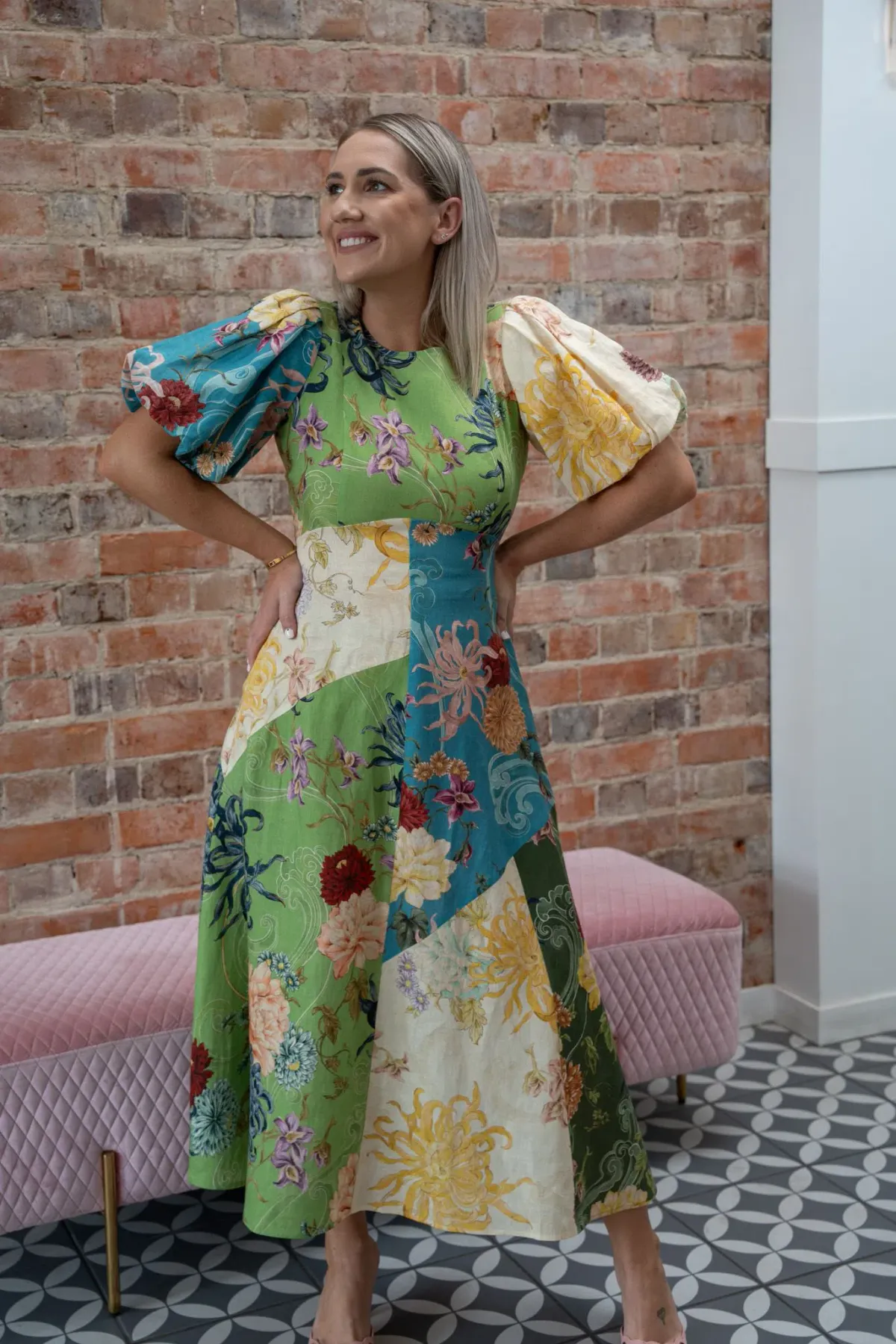 ALEMAIS AVERY SPLICED MIDI DRESS SIZE 12 - Image 2