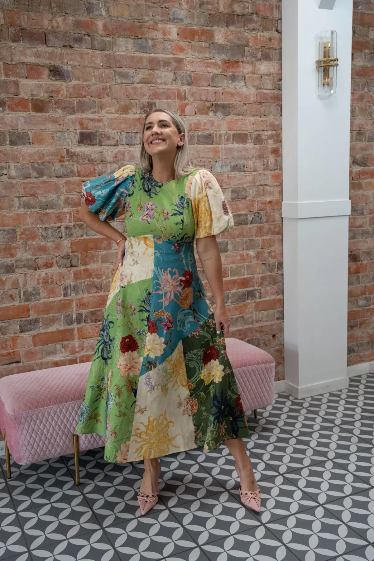 ALEMAIS AVERY SPLICED MIDI DRESS SIZE 12 - Image 1