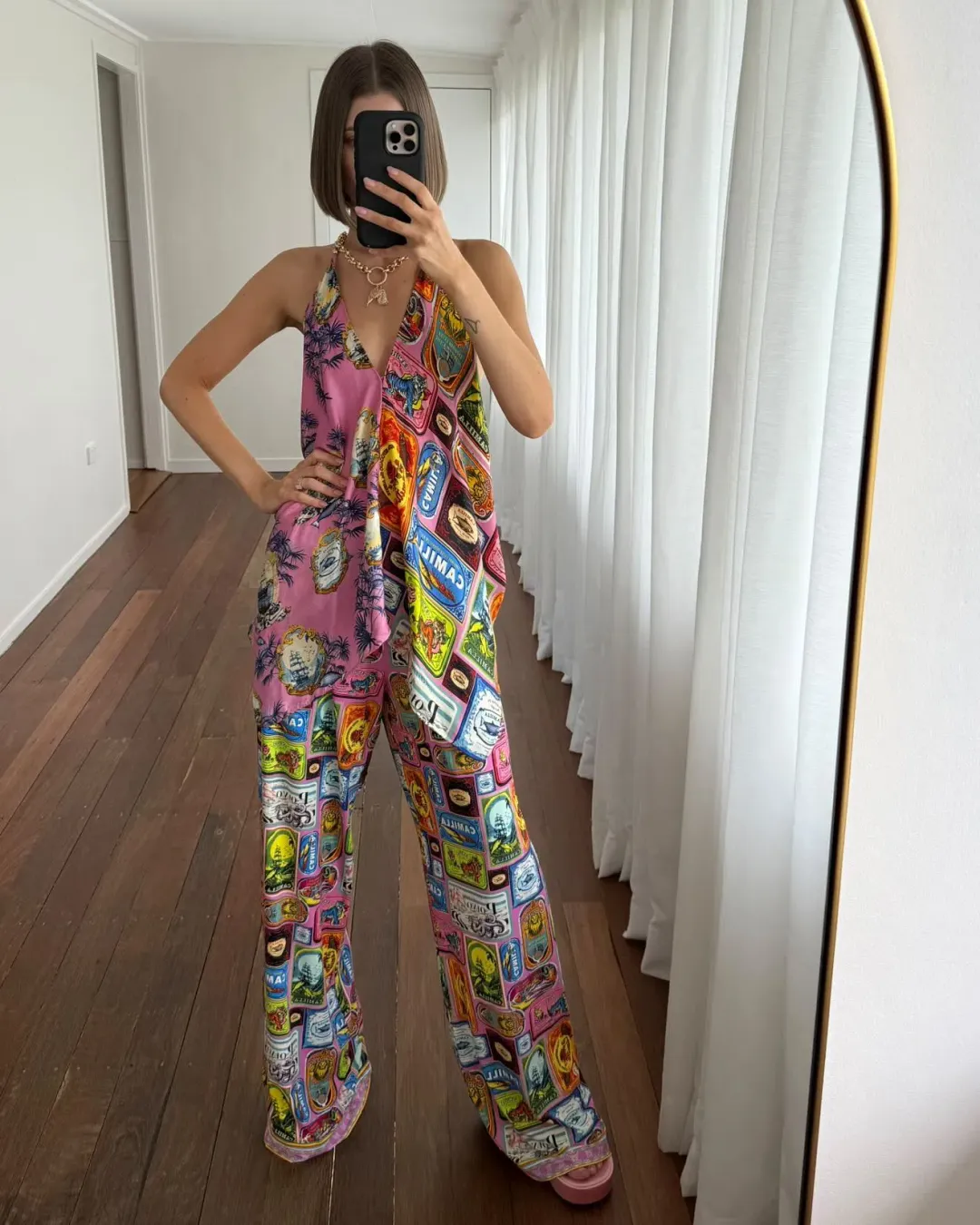 CAMILLA SALTY SPLENDOUR KNOTTED SCARF TOP AND PANTS for rent on The Volte - main image