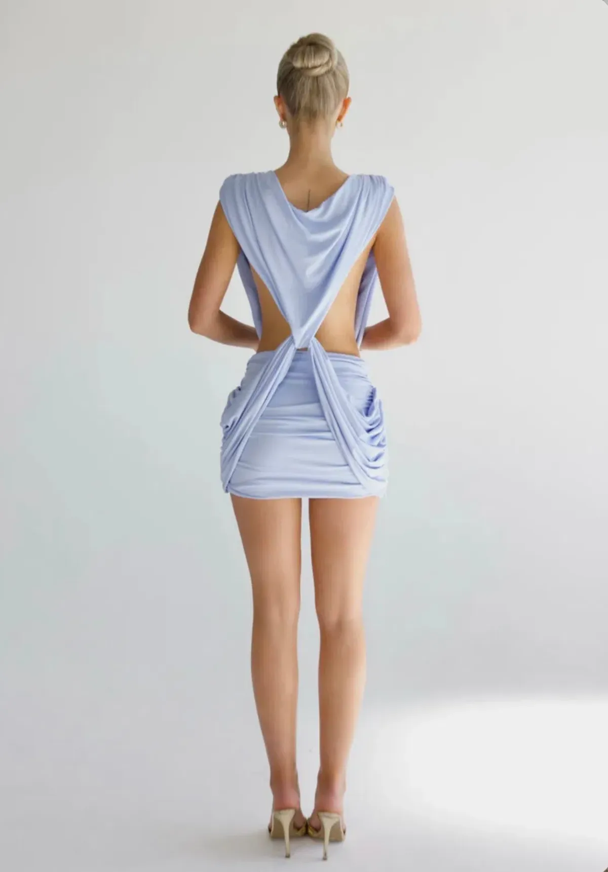 Vivienne Collection Lilou Mini Dress in Light Blue Size S - Image 3