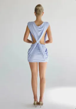 Vivienne Collection Lilou Mini Dress in Light Blue Size M for rent on The Volte - image 3