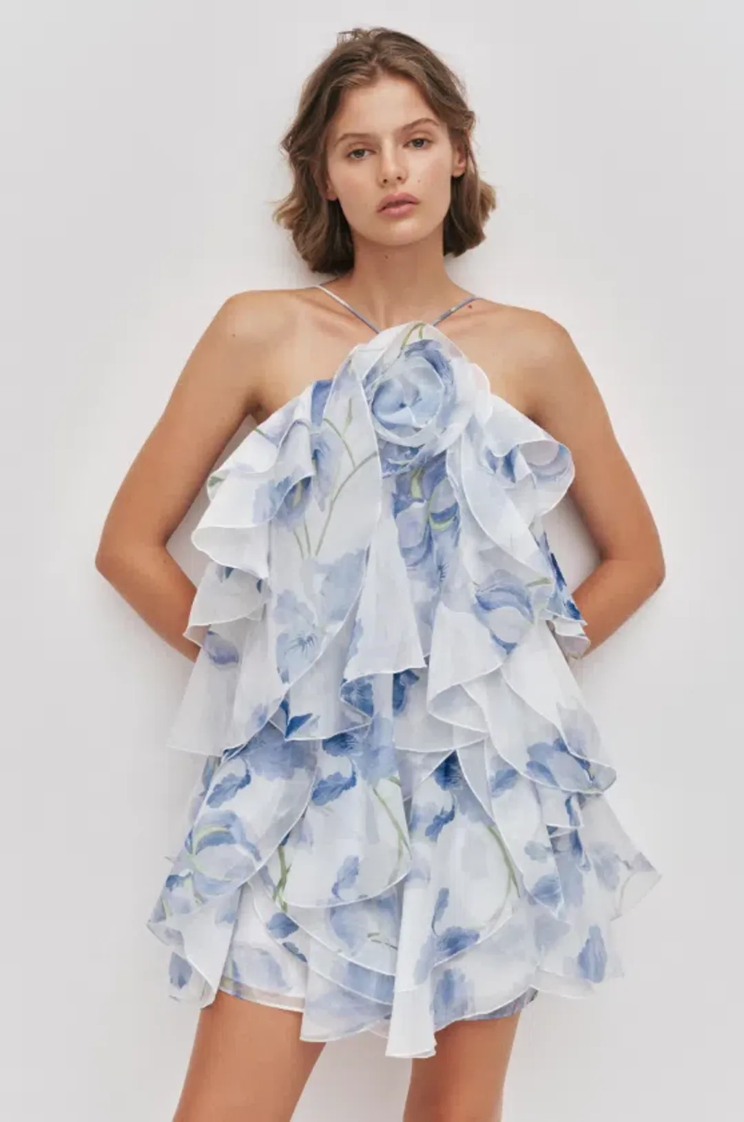 AJE Pandorea Layered Mini Dress Iris Size 14 for rent on The Volte - main image