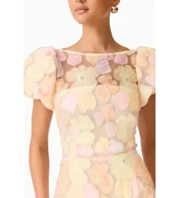 Elliatt Zaria Puff Sleeve Mini Dress Yellow Floral Size S AU 8 for rent on The Volte - image 5