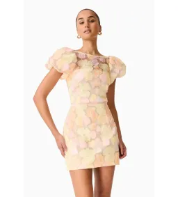 Elliatt Zaria Puff Sleeve Mini Dress Yellow Floral Size S AU 8 for rent on The Volte - image 4