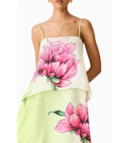 Elliatt Elisa Tiered Gown in Green and Pink Floral Size L AU 12 for rent on The Volte - image 4