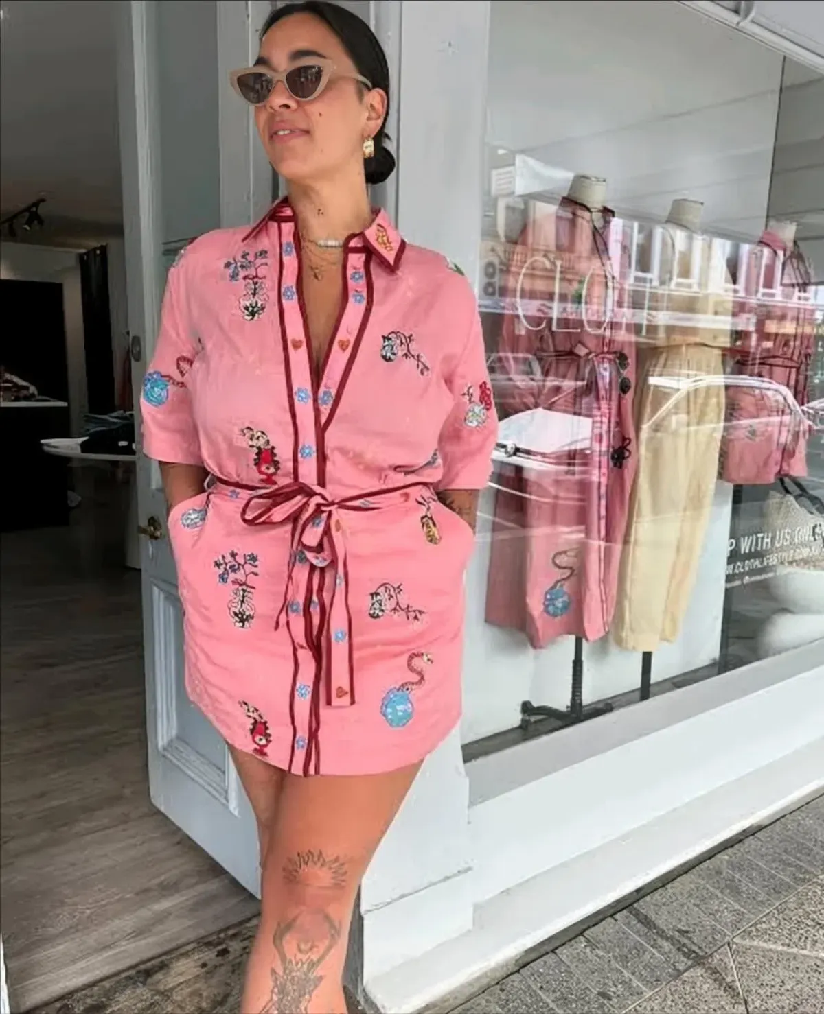 Alemais Timmy Embroidered Mini Dress in Pink Size AU 10 - Image 1