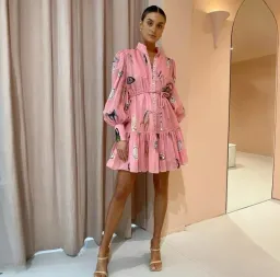 Alemais Cleo Mini Smock Dress in Pink Size AU 6 for rent on The Volte - image 1