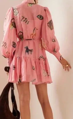 Alemais Cleo Mini Smock Dress in Pink Size AU 6 for rent on The Volte - image 3