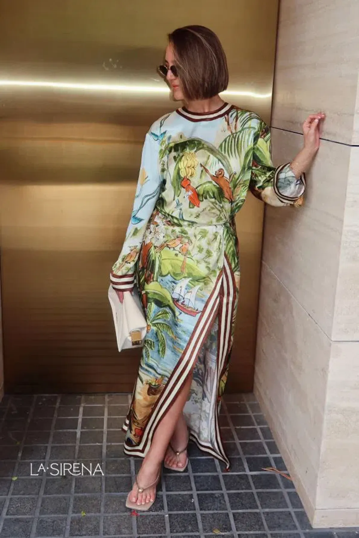 Alemais Toucan Tango Silk Midi Dress Size 12 for rent on The Volte - main image