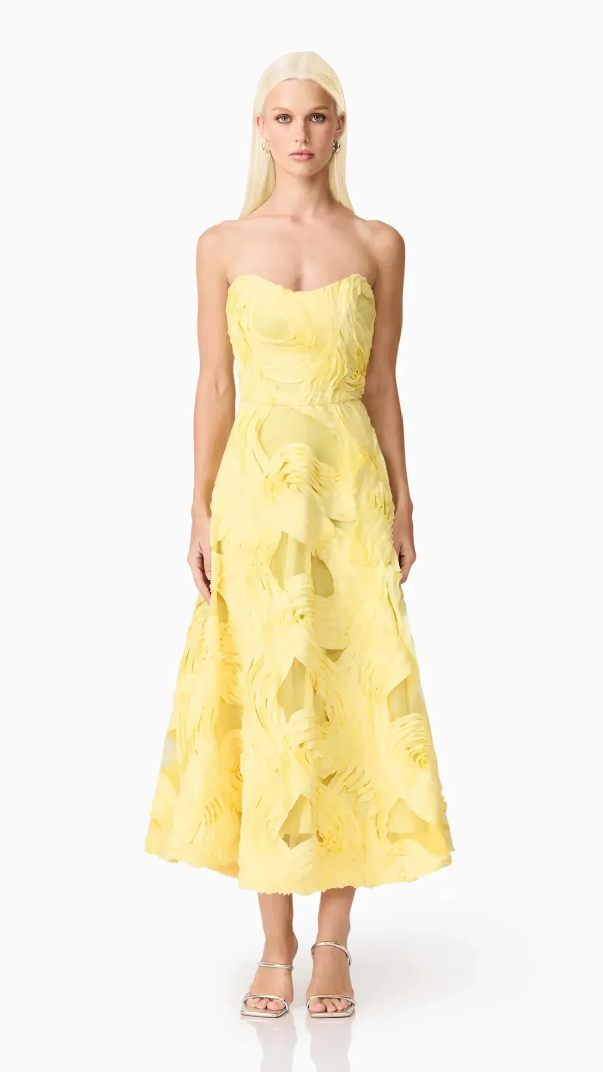 Elliatt Asher Sweetheart Midi Dress in Yellow Size L (12) - Image 1
