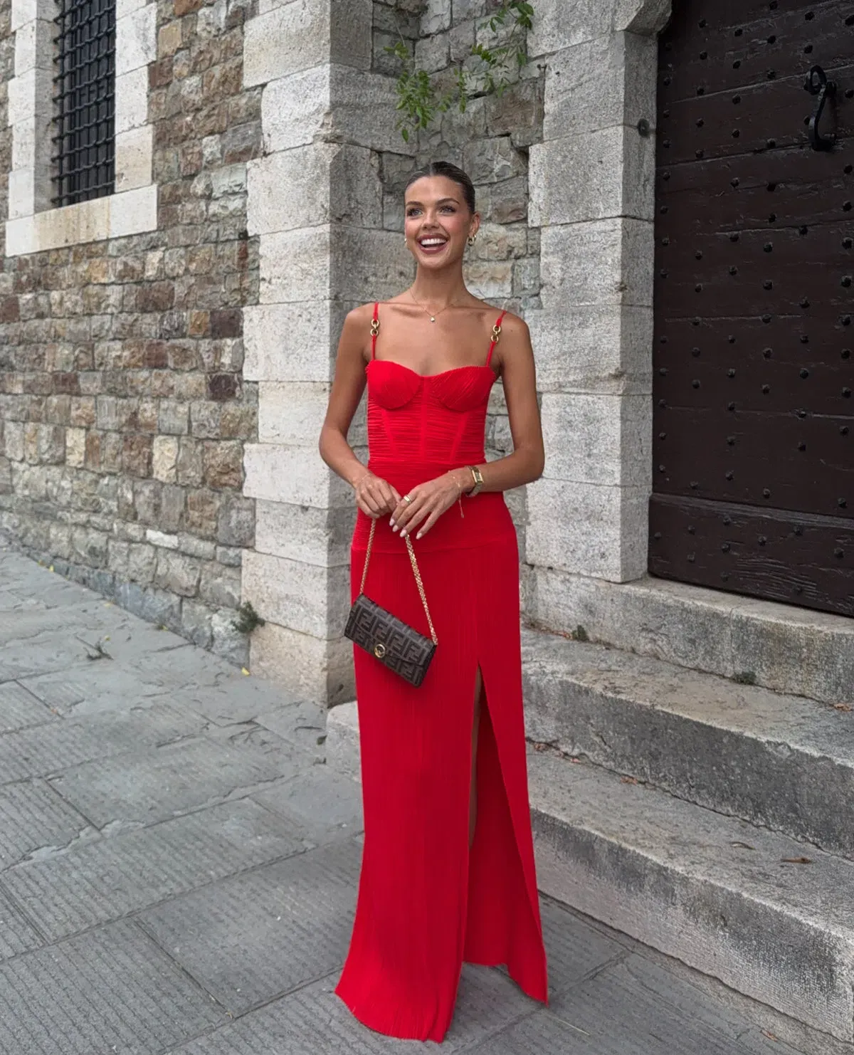 Manning Cartell Double Time Pleat Dress Red Size 8 for rent on The Volte - main image