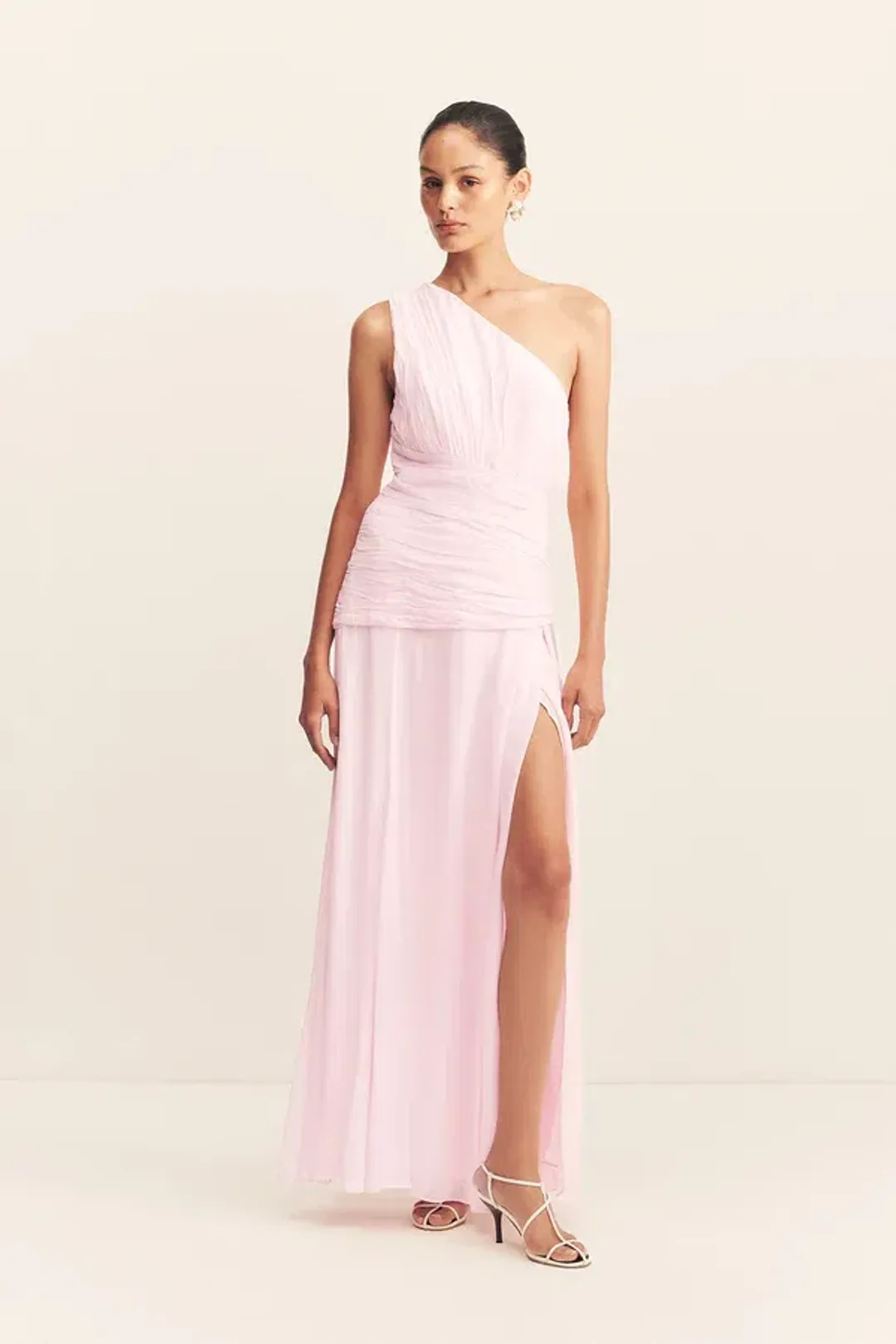 Shona Joy Amina One Shoulder Maxi Dress Pink Fairyfloss Size 10 for rent on The Volte - main image