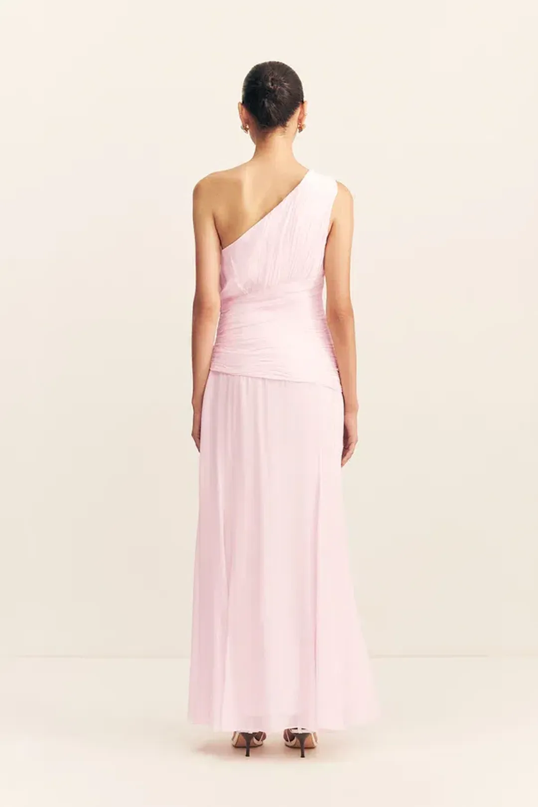 Shona Joy Amina One Shoulder Maxi Dress Pink Fairyfloss Size 10 for rent on The Volte - main image