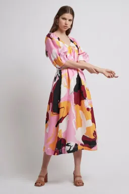 Aje Psychedelic Midi Smock Dress Multi Colour Print Size 8 for rent on The Volte - image 1
