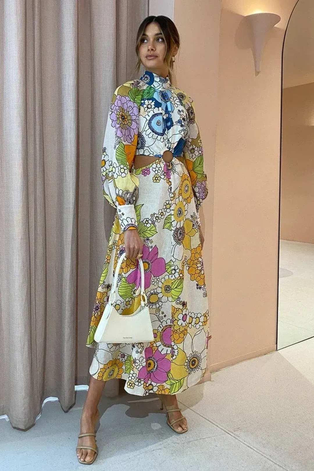 Alemais Farrah Cut Out Midi Dress Multi Size 8 for rent on The Volte - main image