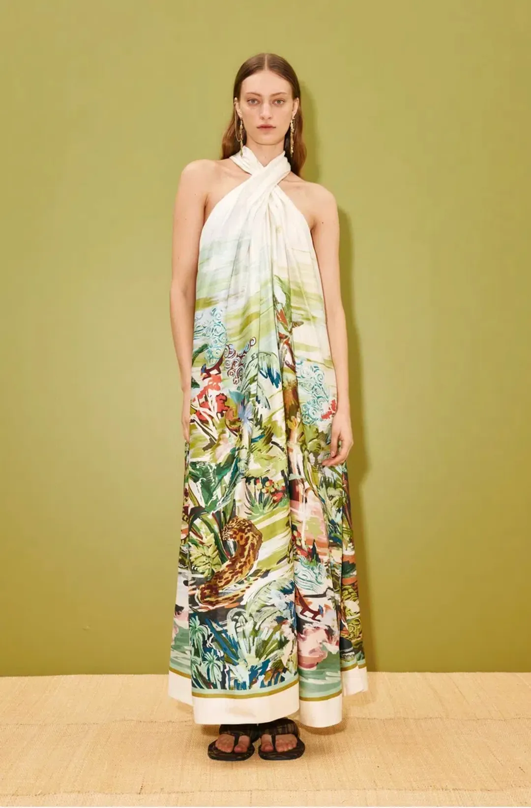 Alemais Jungle Boogie Silk Halter Dress SIze 16 for rent on The Volte - main image