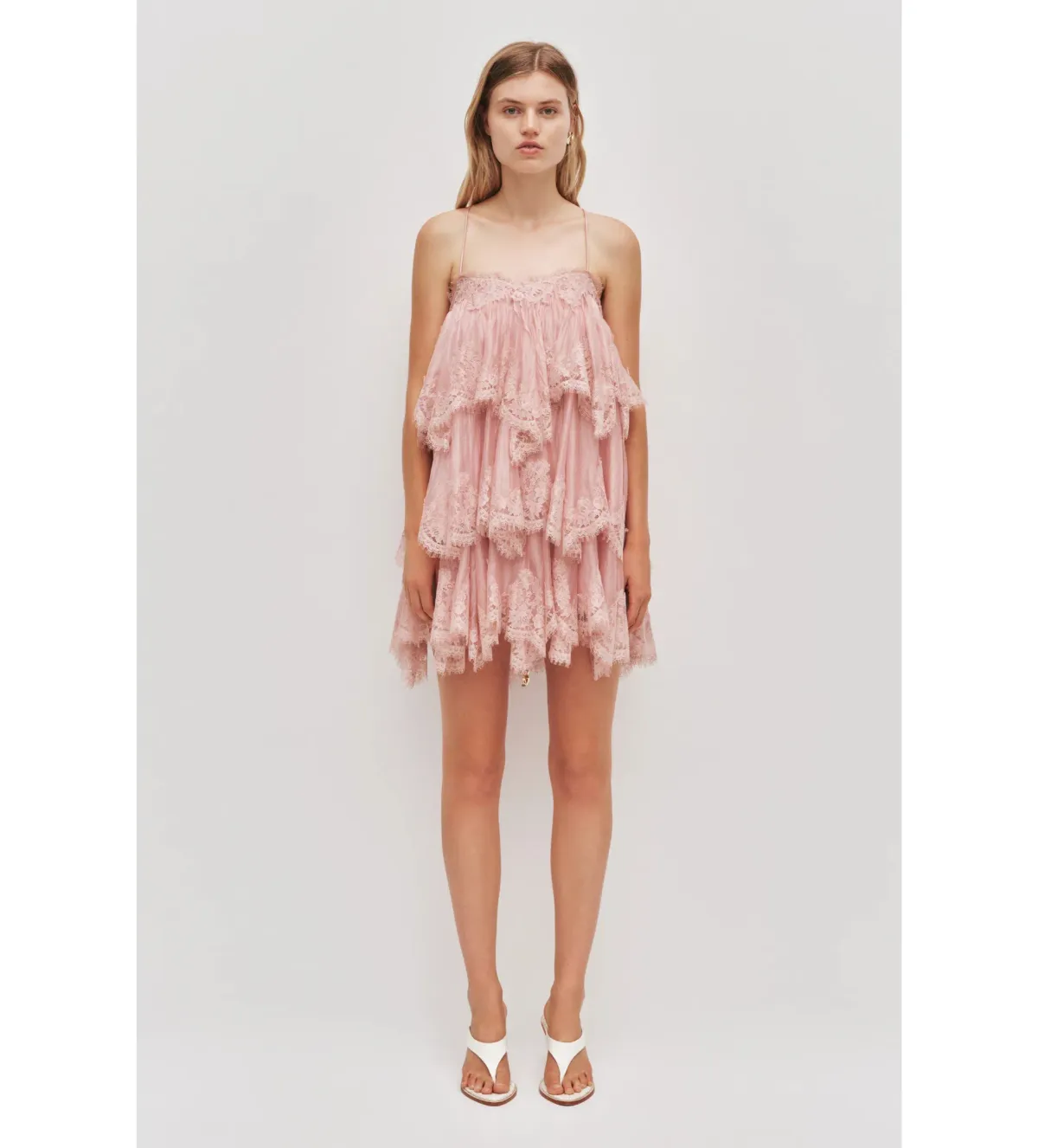 Aje Ophelia Lace Mini Dress in Fawn Pink Size AU10 - Image 1