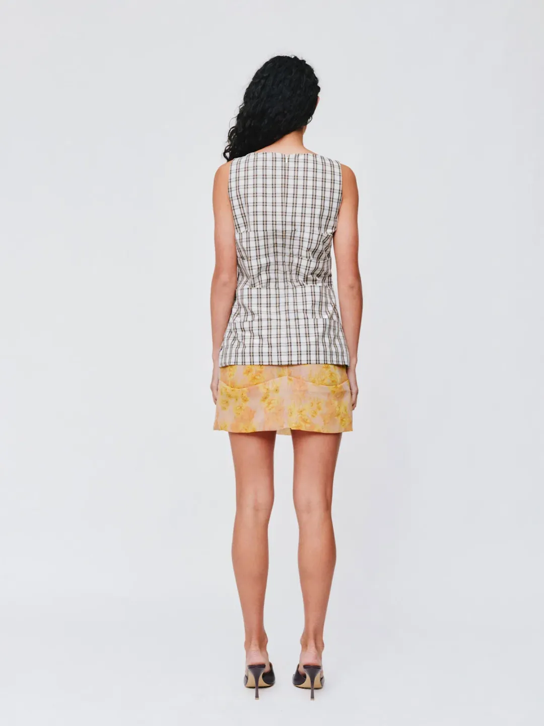 Wynn Hamlyn Emily Mini Dress - Multi Plaid/Floral - Size 8 for rent on The Volte - main image