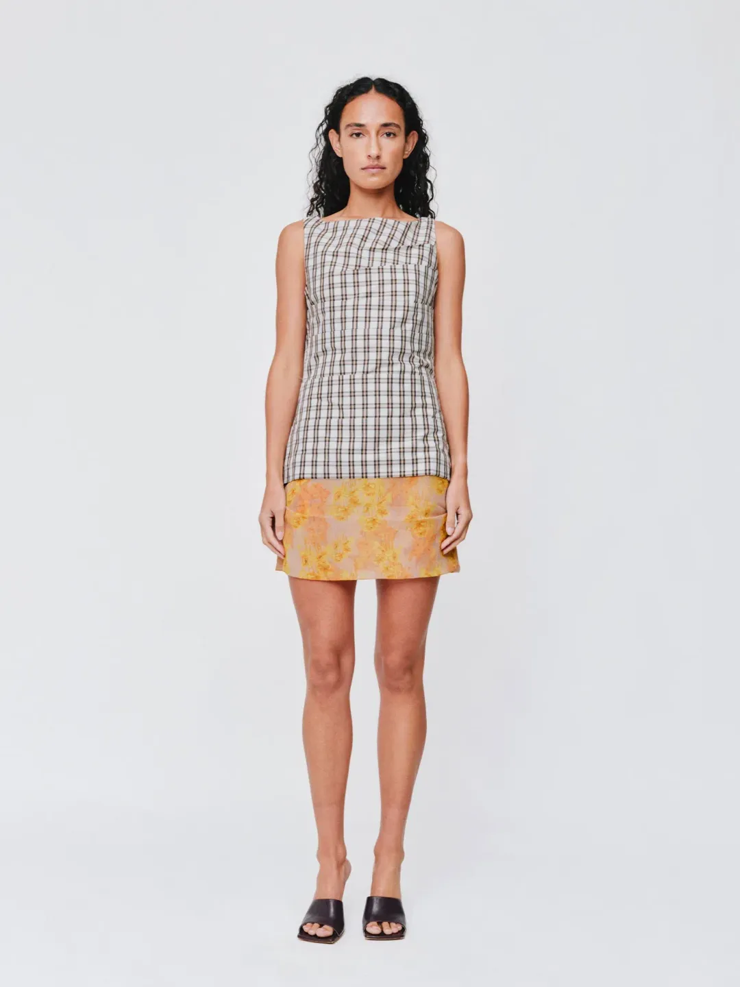 Wynn Hamlyn Emily Mini Dress - Multi Plaid/Floral - Size 8 for rent on The Volte - main image