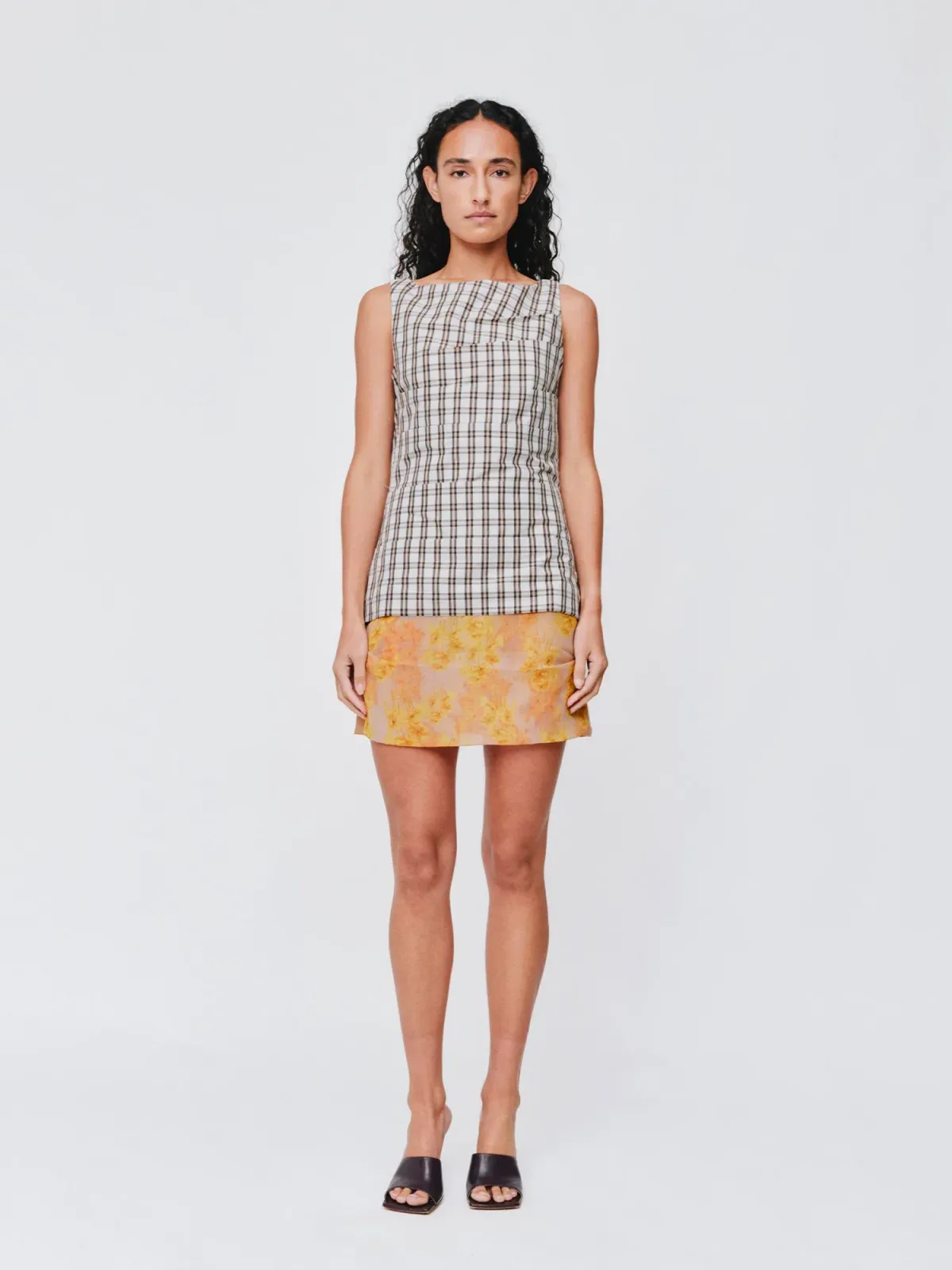Wynn Hamlyn Emily Mini Dress - Multi Plaid/Floral - Size 8 for rent on The Volte - main image