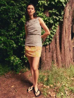 Wynn Hamlyn Emily Mini Dress - Multi Plaid/Floral - Size 8 for rent on The Volte - image 2