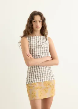 Wynn Hamlyn Emily Mini Dress - Multi Plaid/Floral - Size 8 for rent on The Volte - image 8