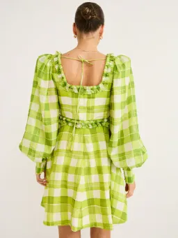 Acler - Mellor Mini Dress in Citron Check Print for rent on The Volte - image 3