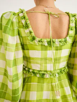 Acler - Mellor Mini Dress in Citron Check Print for rent on The Volte - image 4