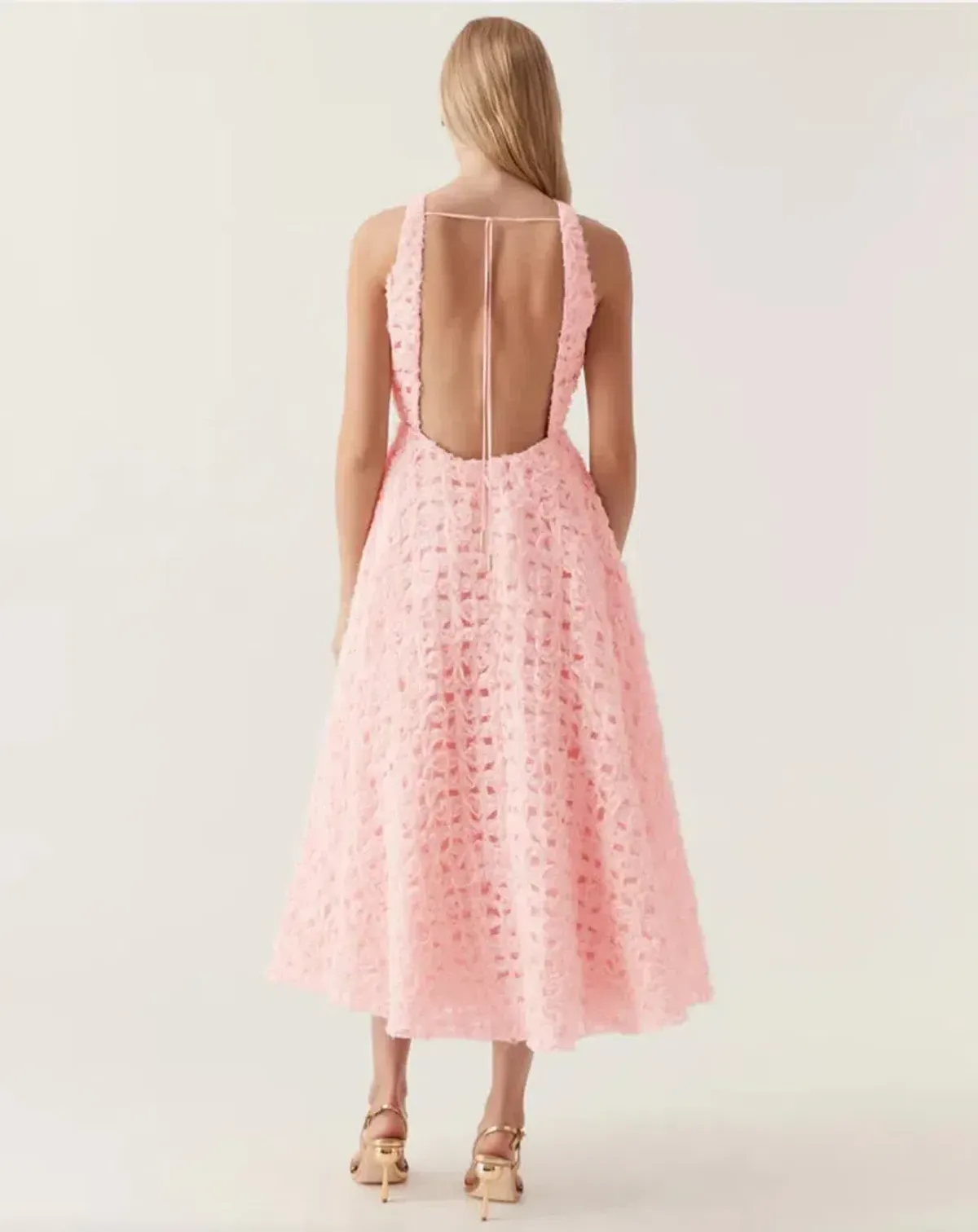 AJE Quintette backless midi dress pink Size 6 - Image 2