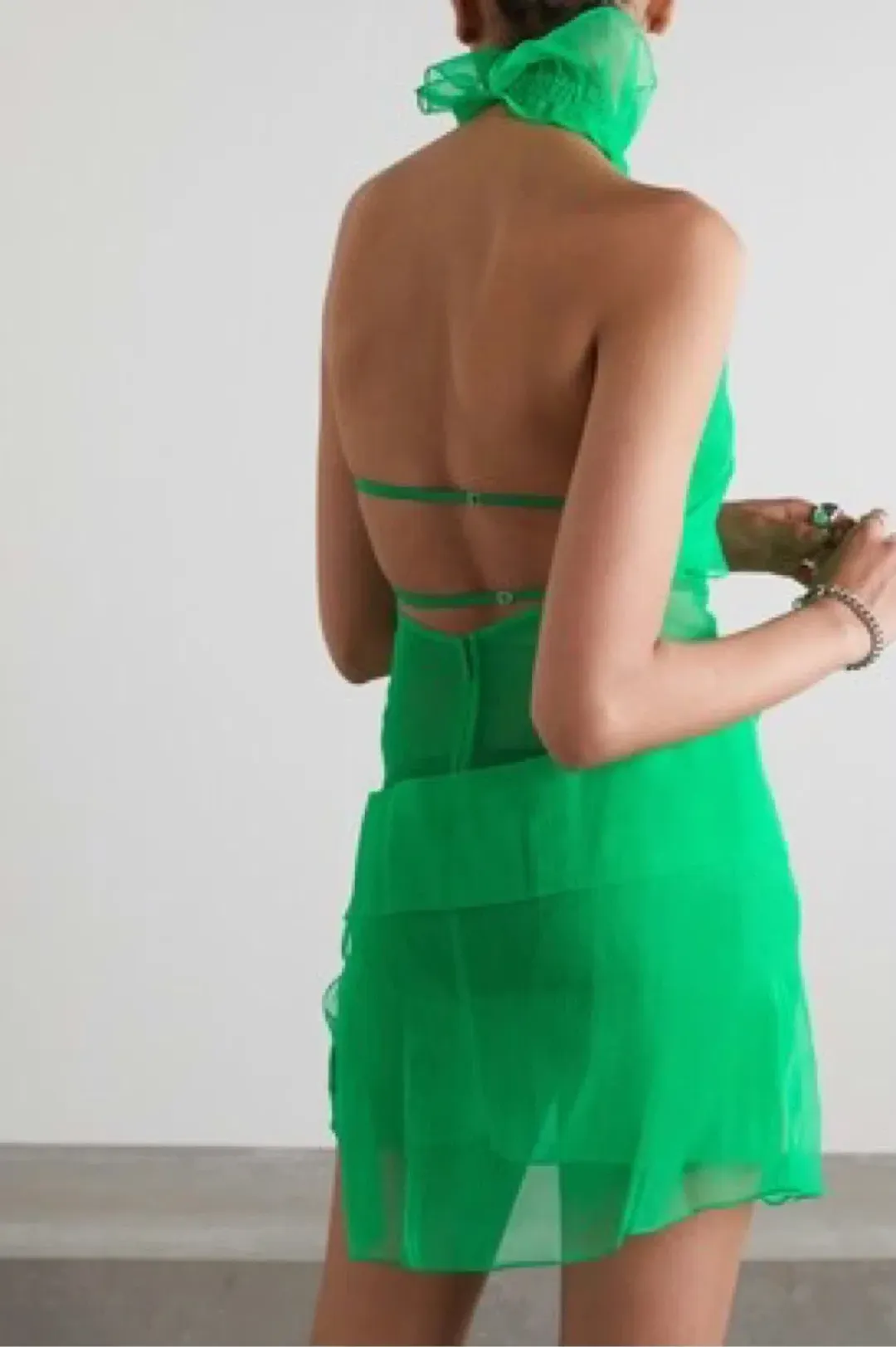 Supriya Lele open back halter mini dress green size 6 for rent on The Volte - main image