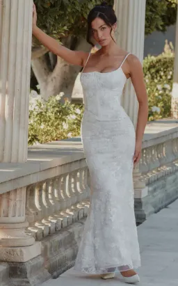 House of CB Naeva white hand beaded embellished bridal gown Regular Cup Size L for rent on The Volte - image 1