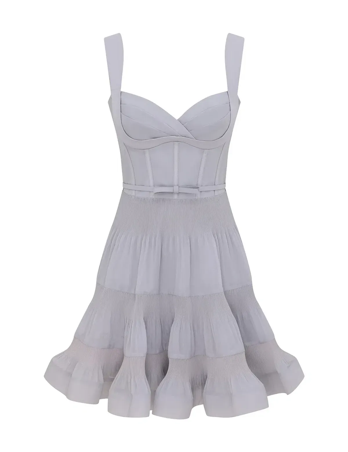 Zimmermann Pleated Draped Mini Dress Steel Blue Size 1 - Image 1