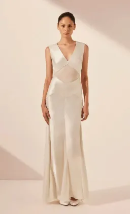 Shona Joy Moraya Godet Maxi Dress Pearl White Size 12 for rent on The Volte - image 1