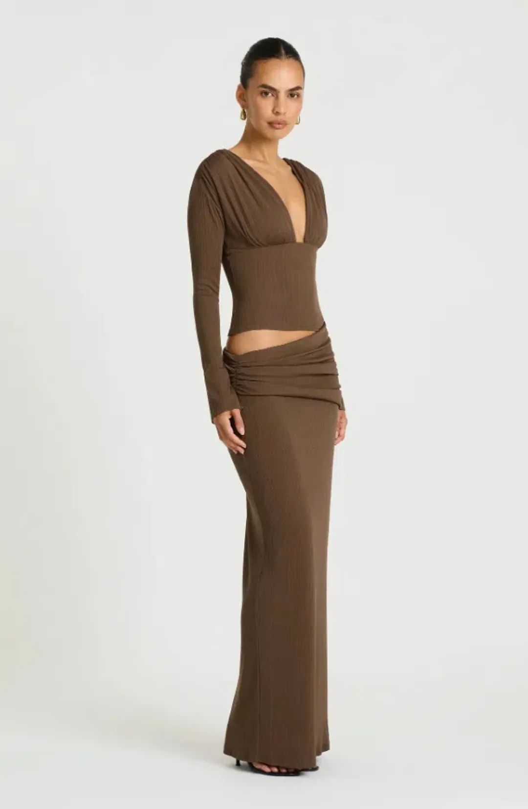 AGNES MAXI DRESS | CHOCOLATE - SIZE 8 for rent on The Volte - main image
