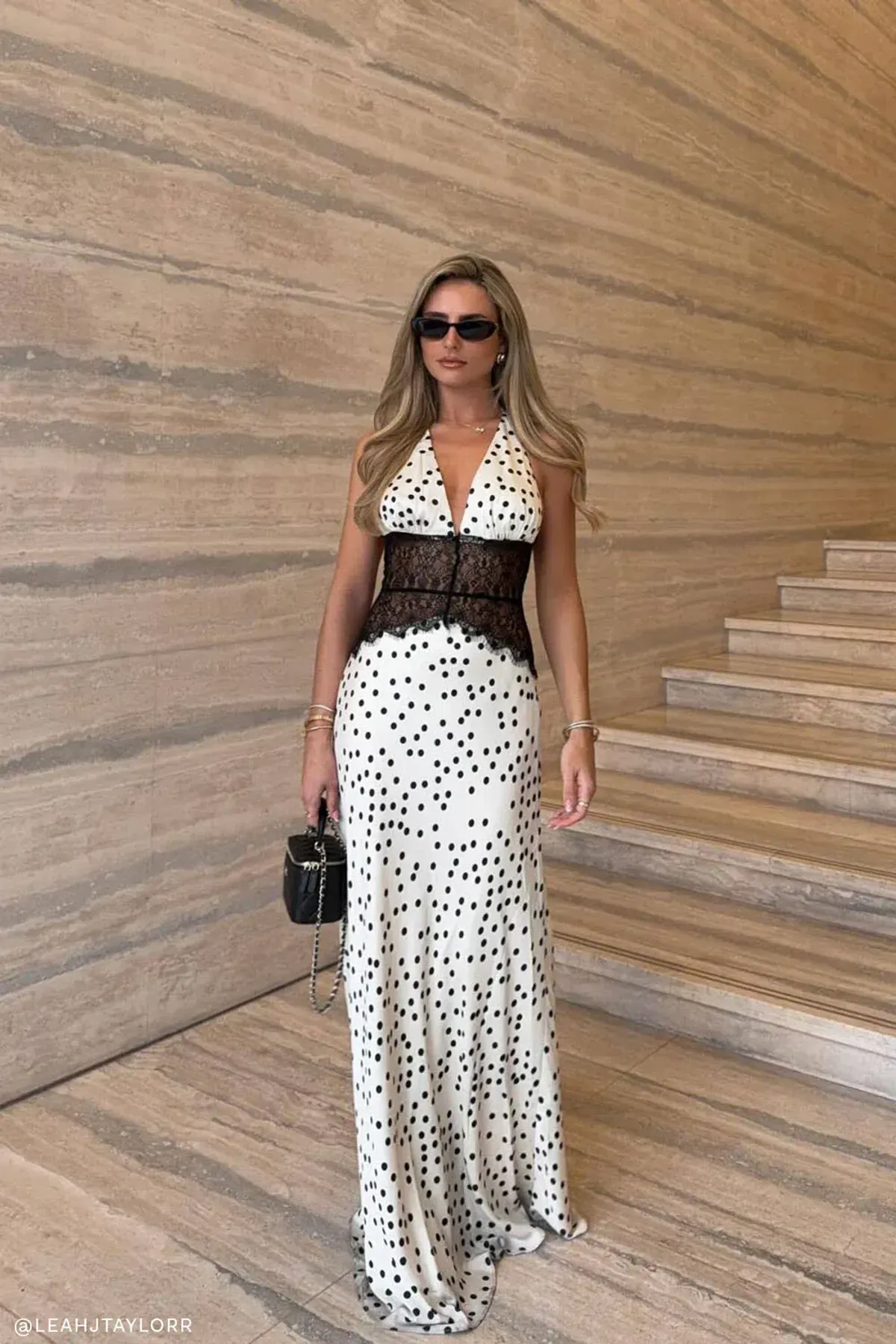 Meshki Dinah Maxi Dress Polka Dot Cream Black M Medium 10 for rent on The Volte - main image