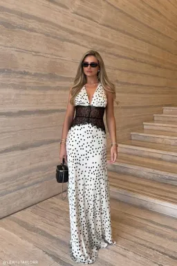 Meshki Dinah Maxi Dress Polka Dot Cream Black M Medium 10 for rent on The Volte - image 1