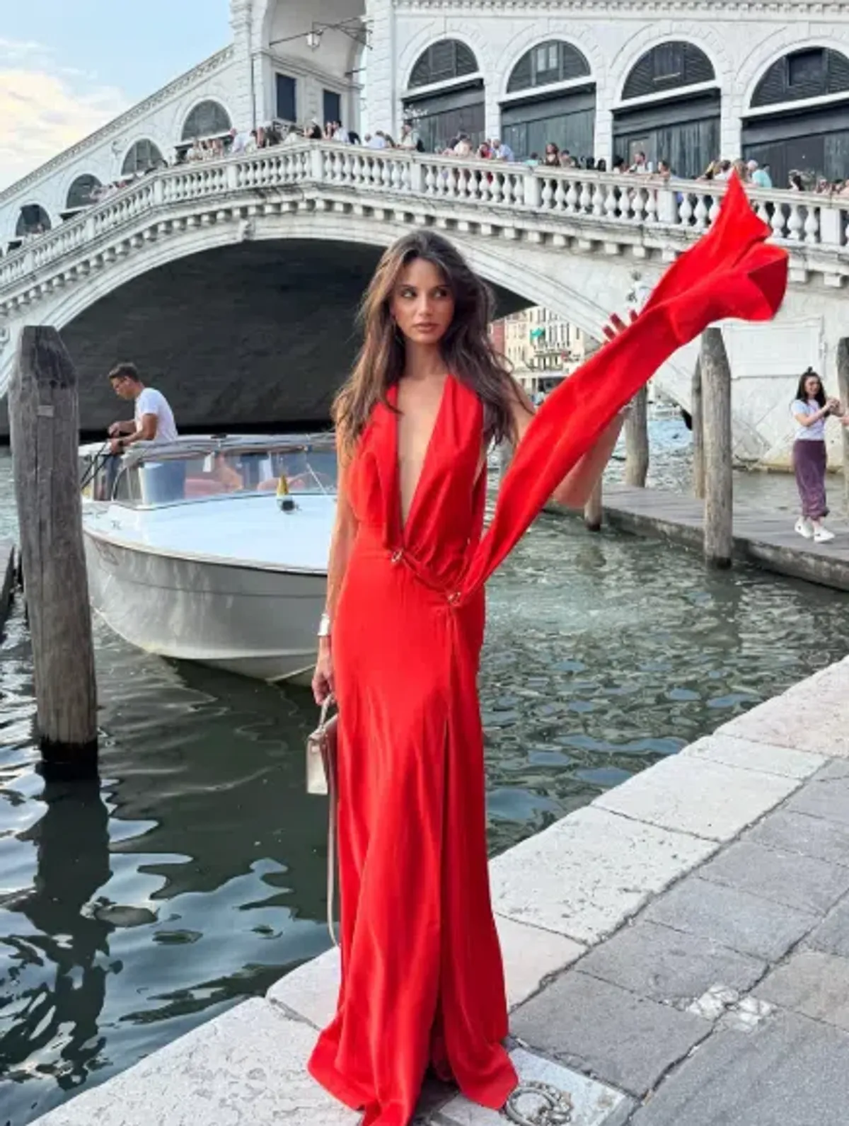 MISHA Harlow Satin Maxi Dress Chilli Size XXS - Image 1