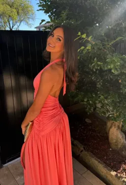 Melania Maxi Dress - Coral Pink baby-boo size XS for rent on The Volte - image 2