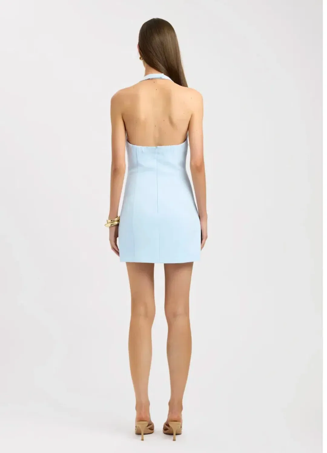 Kookai Ice Blue Oyster Low Cut Mini Dress Size 4 for rent on The Volte - main image