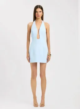 Kookai Ice Blue Oyster Low Cut Mini Dress Size 4 for rent on The Volte - image 1