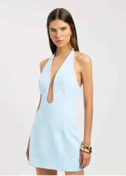 Kookai Ice Blue Oyster Low Cut Mini Dress Size 4 for rent on The Volte - image 2