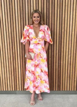 Acler The Hamilton Dress in Pink Floral for rent on The Volte - image 1