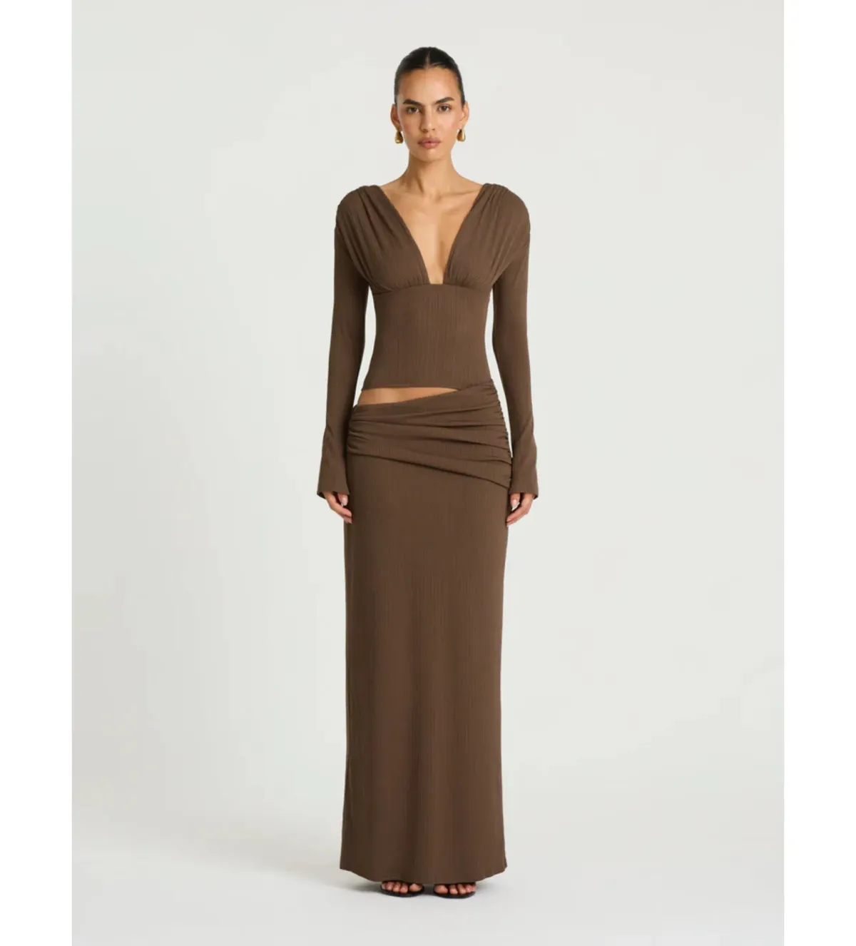 Benni Agnes Maxi Dress in Chocolate Size AU10 - Image 1
